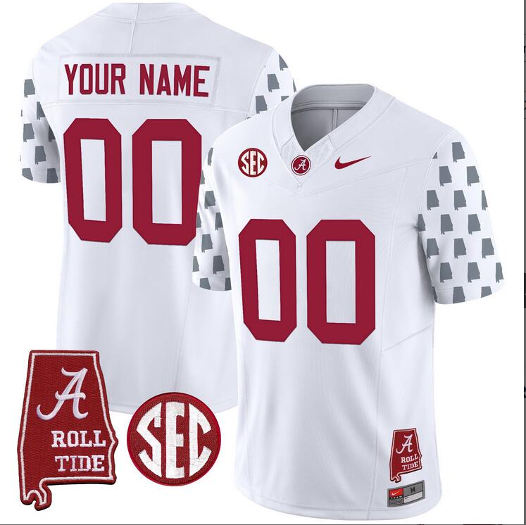 Women   Alabama Crimson Tide Vapor Limited Custom white 2024 Nike NCAA Jersey